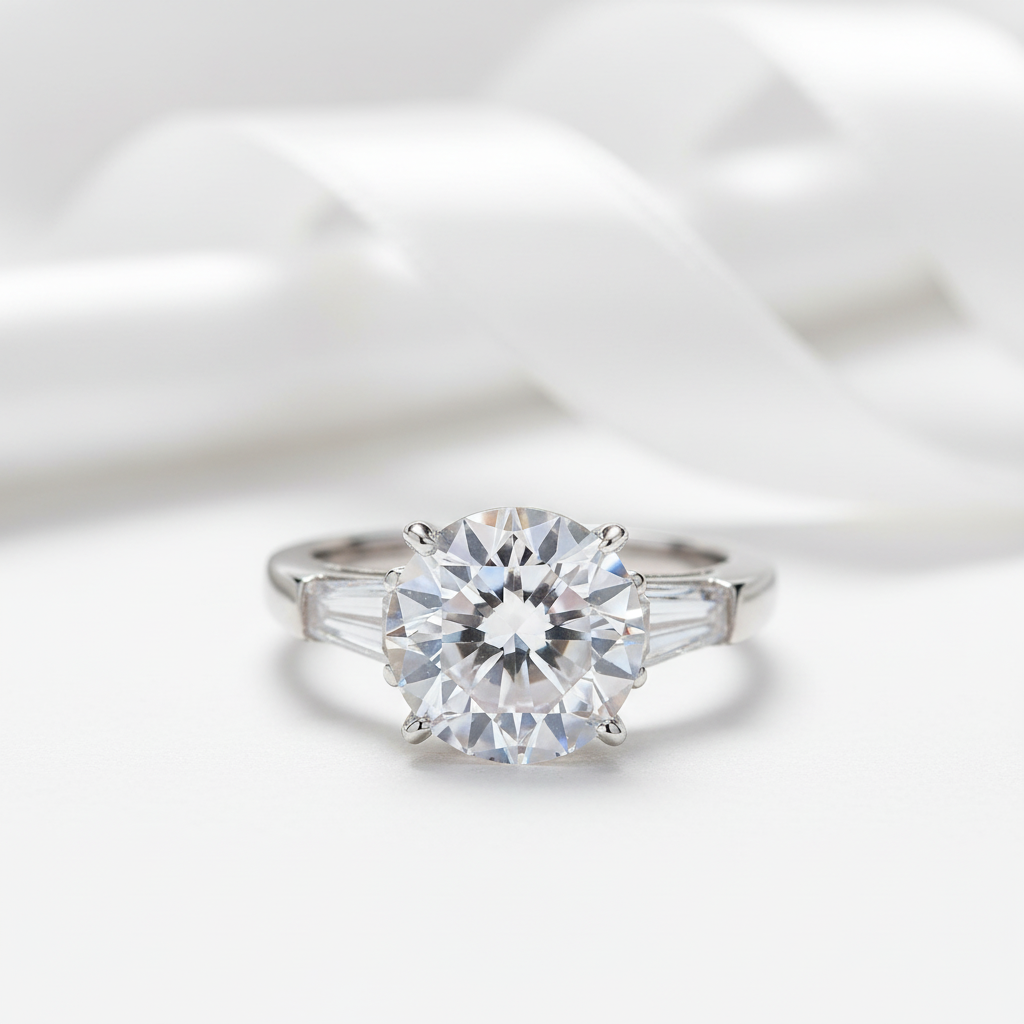 5.0 Ct Round Cut Diamond Option White Gold Engagement Ring-Black Diamonds New York