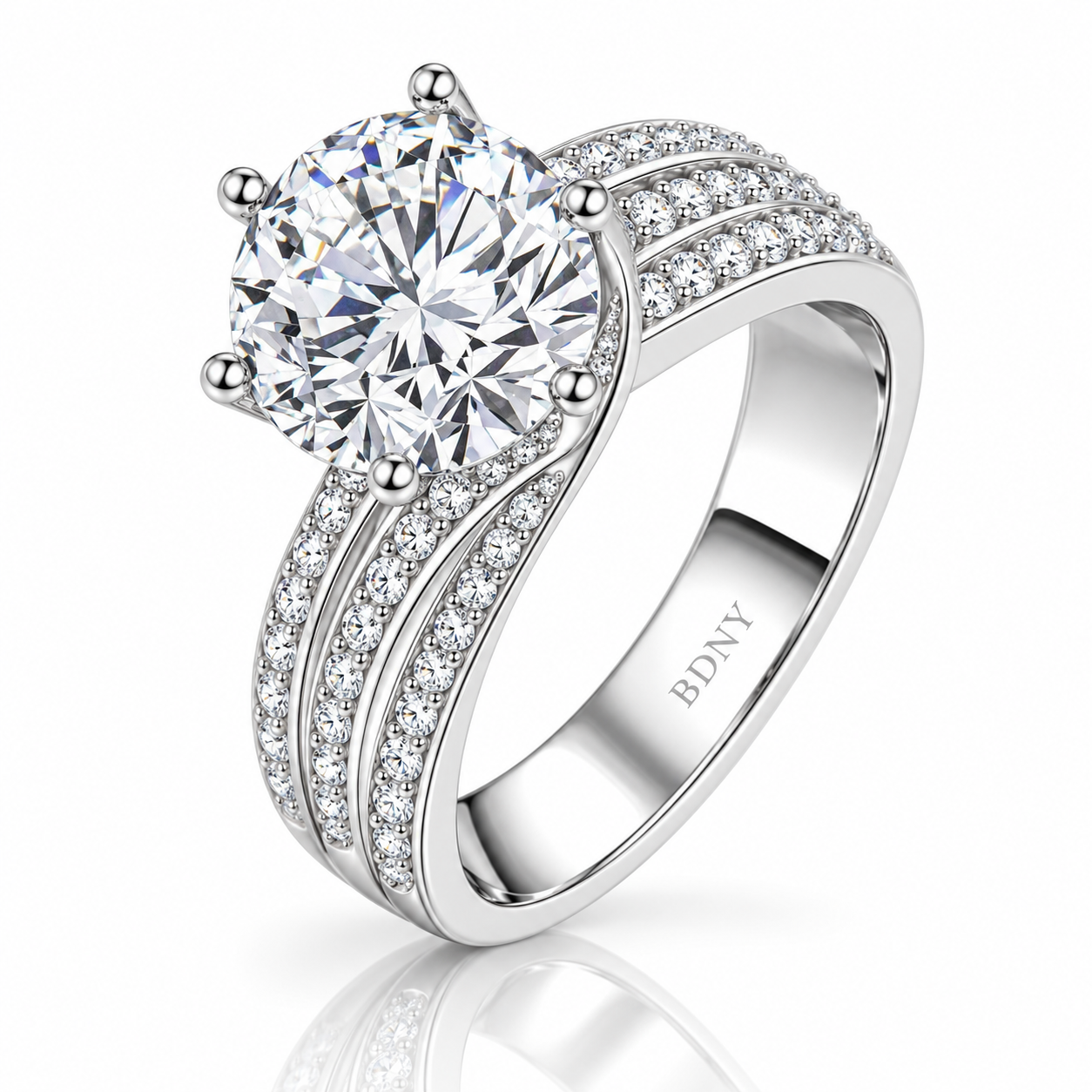 5.0 Ct Round Cut Full Diamond Option Ring-Black Diamonds New York