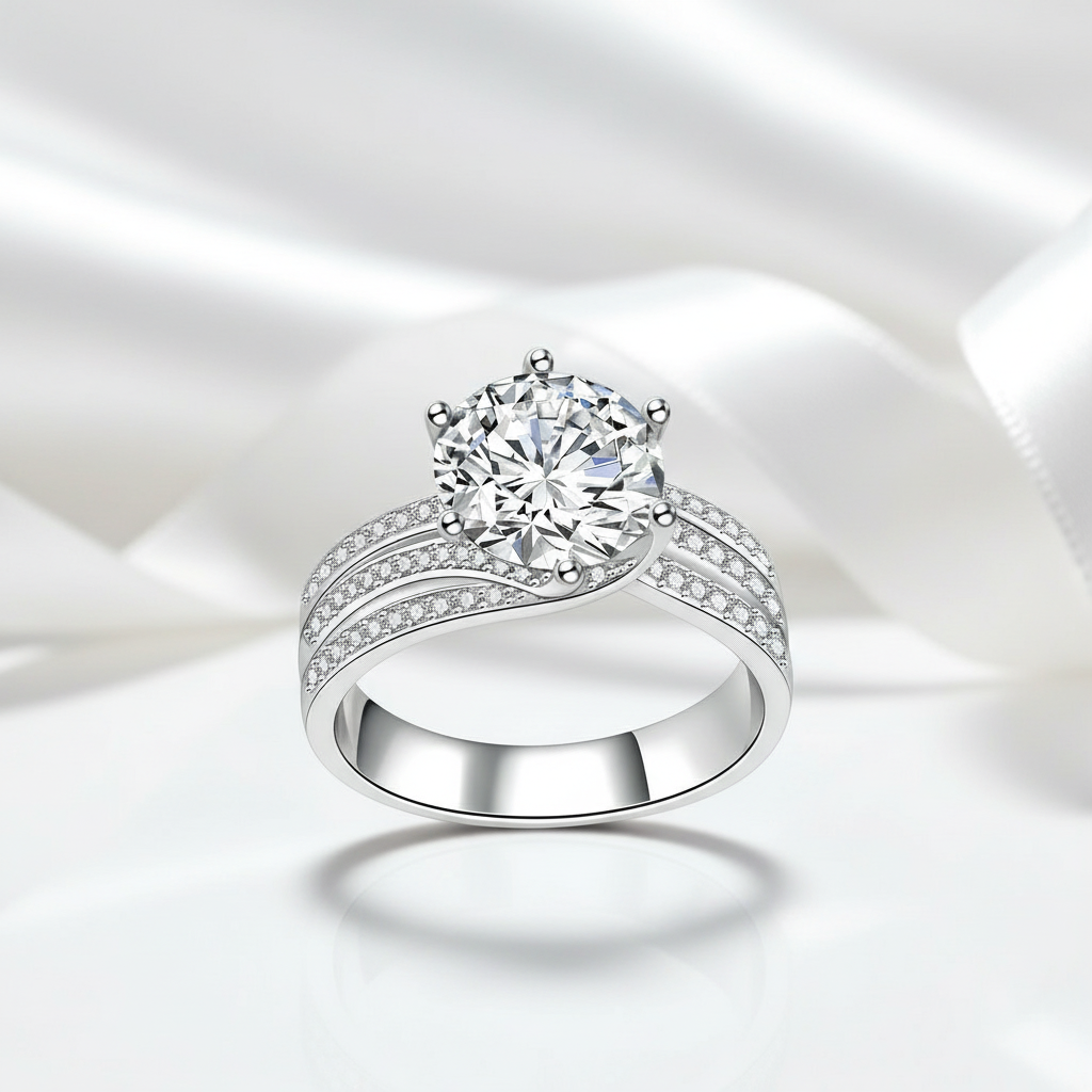 5.0 Ct Round Cut Full Diamond Option Ring-Black Diamonds New York