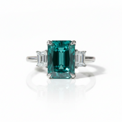 5.0ct Three-Stone Paraiba Tourmaline Radiant Cut Engagement Ring-Black Diamonds New York