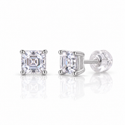 5.5mm Asscher Cut Diamond Option Stud Earrings-Black Diamonds New York