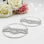 50-100MM Custom Name Hoop Earrings-Black Diamonds New York