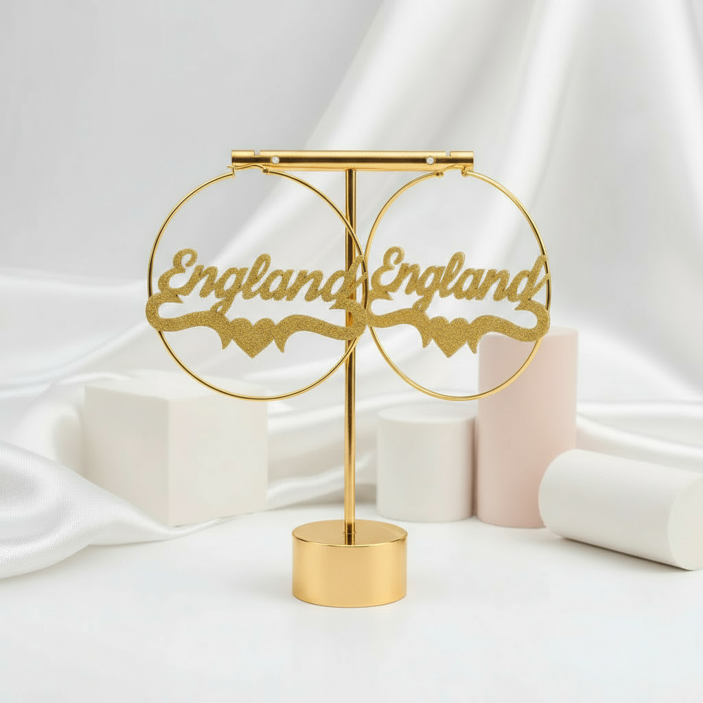 50-100MM Custom Name Hoop Earrings-Black Diamonds New York