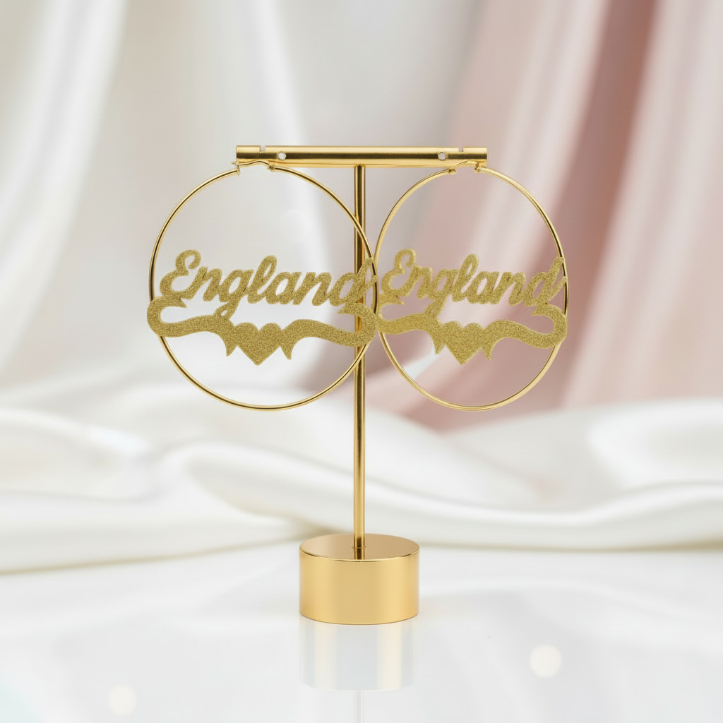 50-100MM Custom Name Hoop Earrings-Black Diamonds New York