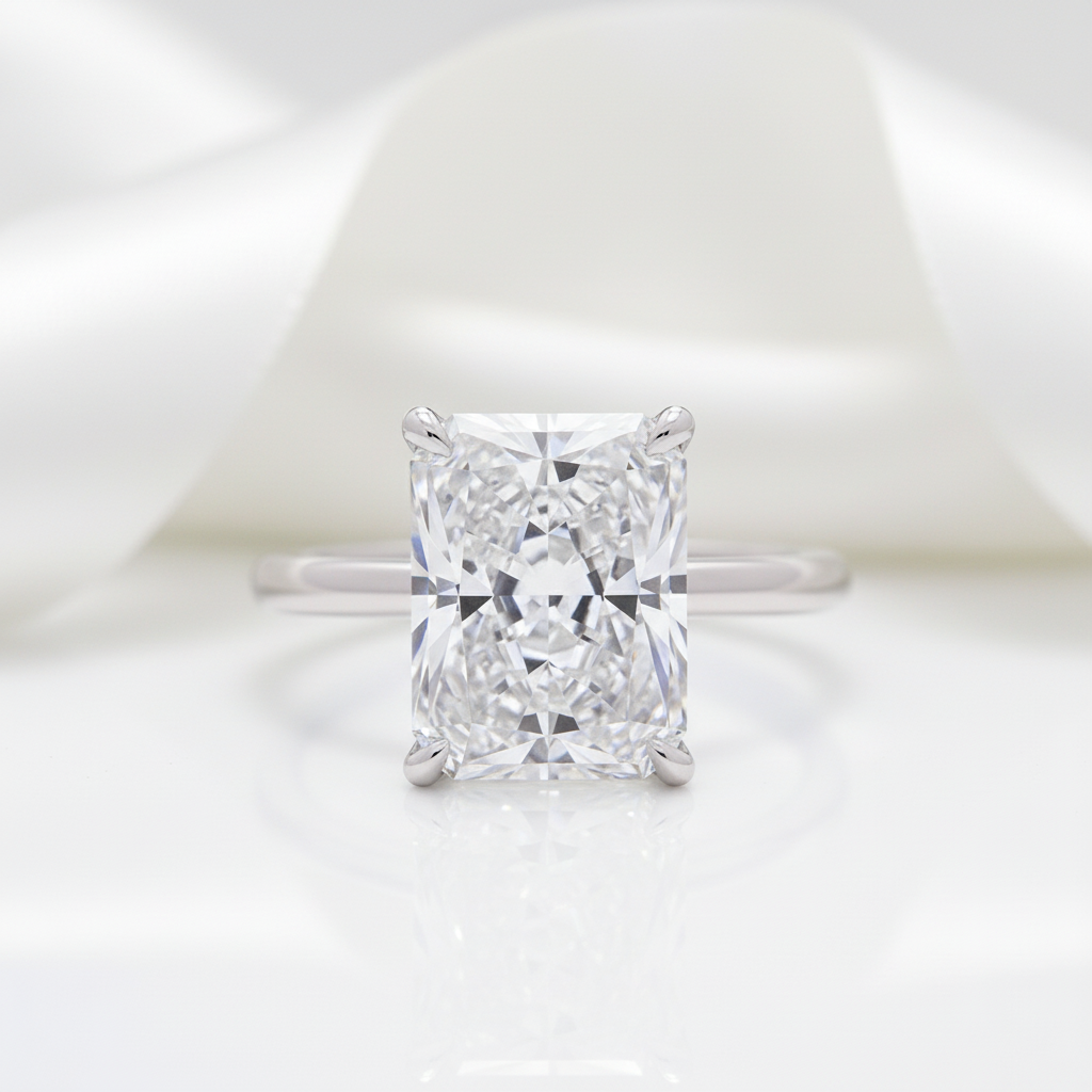 5.0 Carat Radiant Cut Simulated Diamond Option Solitaire Engagement Ring-Black Diamonds New York