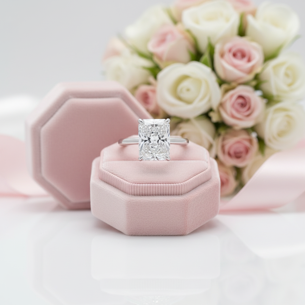 5.0 Carat Radiant Cut Simulated Diamond Option Solitaire Engagement Ring-Black Diamonds New York