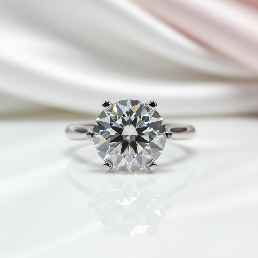5.0 Carat Round Cut Diamond Option Engagement Ring-Black Diamonds New York