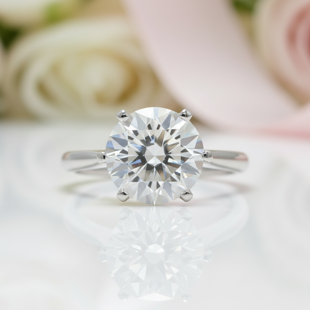5.0 Carat Round Cut Diamond Option Engagement Ring-Black Diamonds New York