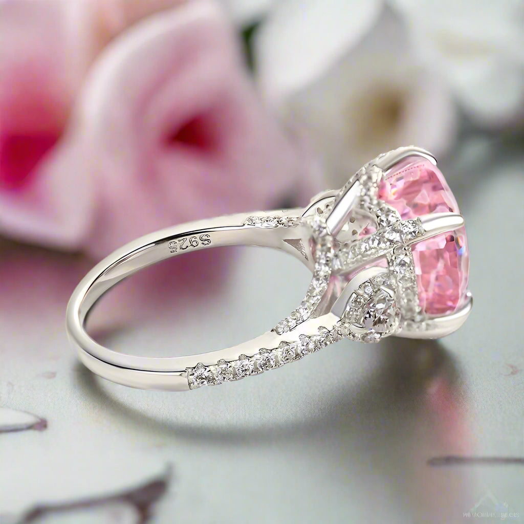 5.0 CT Pink Heart Cut Simulated Diamonds Engagement Ring-Black Diamonds New York