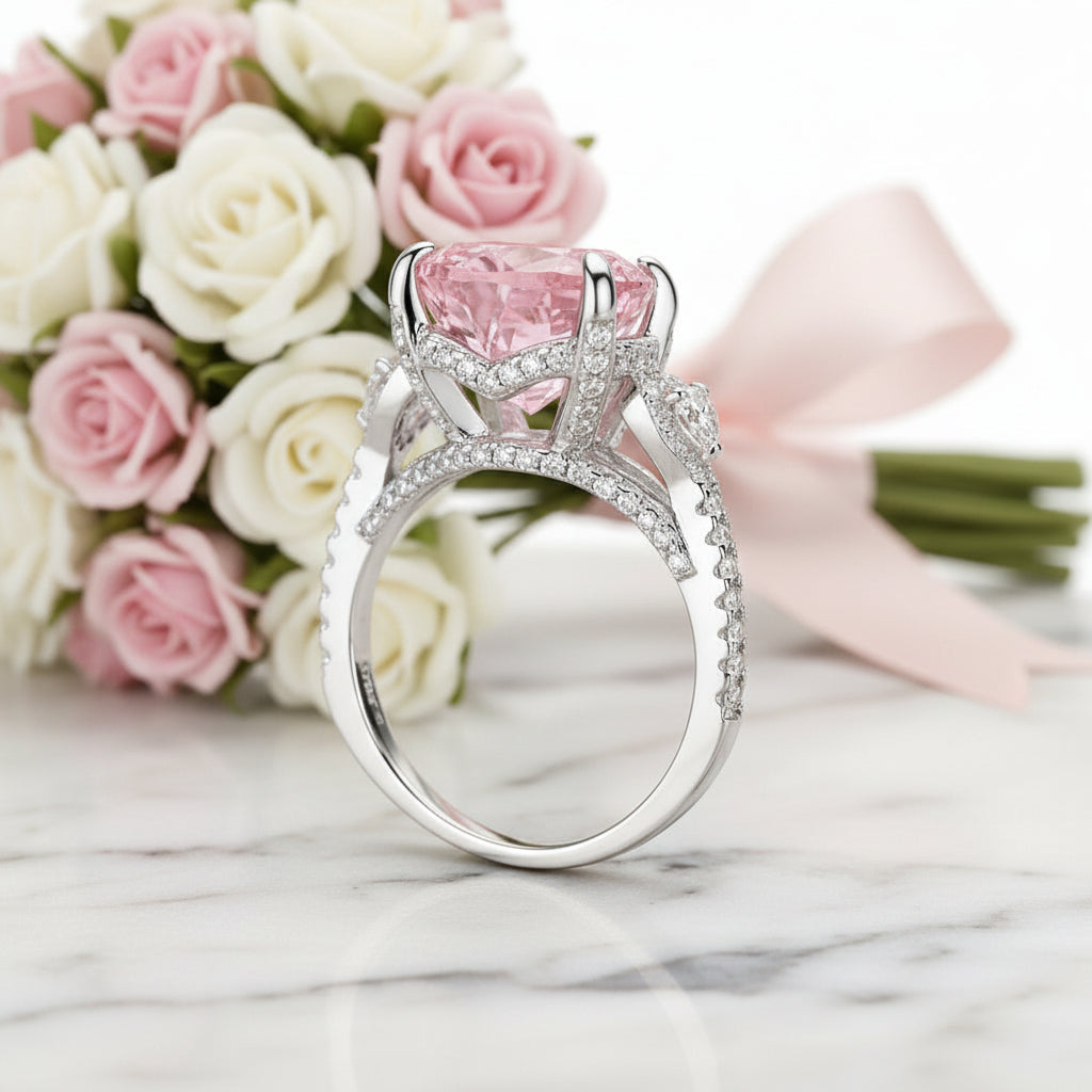 5.0 CT Pink Heart Cut Diamond Option Engagement Ring-Black Diamonds New York