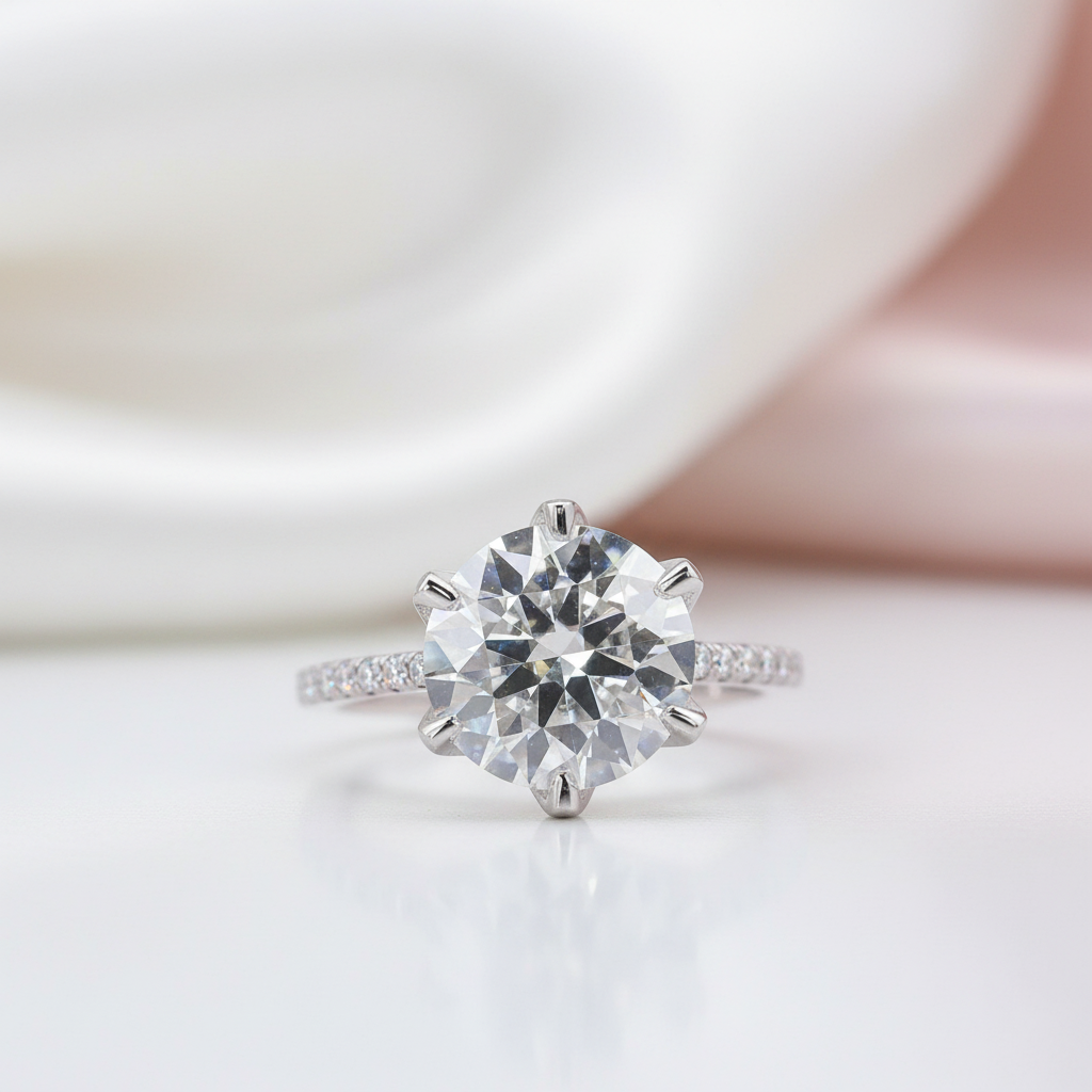 5.0 Ct Round Cut Diamond Option Engagement Ring-Black Diamonds New York