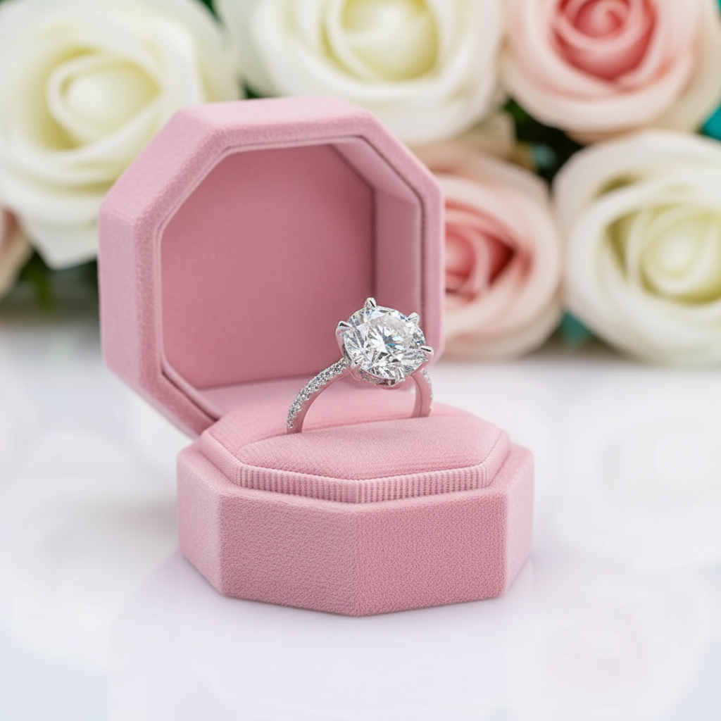5.0 Ct Round Cut Diamond Option Engagement Ring-Black Diamonds New York