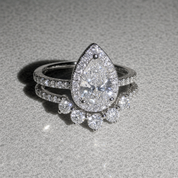 2.7Ct Halo Pear Cut Diamond Option Engagement Ring Set-Black Diamonds New York