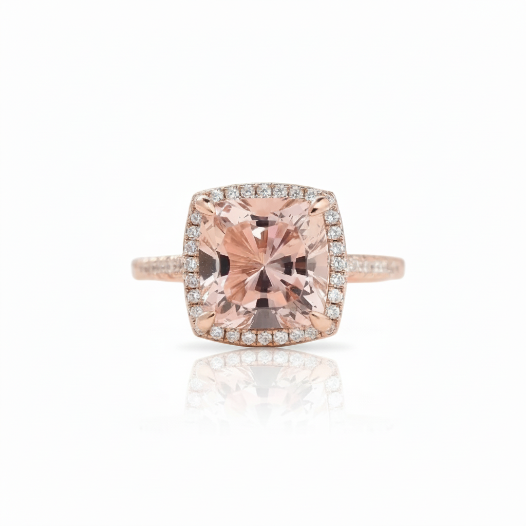 5.0ct Pink Cushion Cut Diamond Option Halo Engagement Ring-Black Diamonds New York