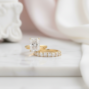 5.0CT Radiant Cut Yellow Gold Ring Set-Black Diamonds New York