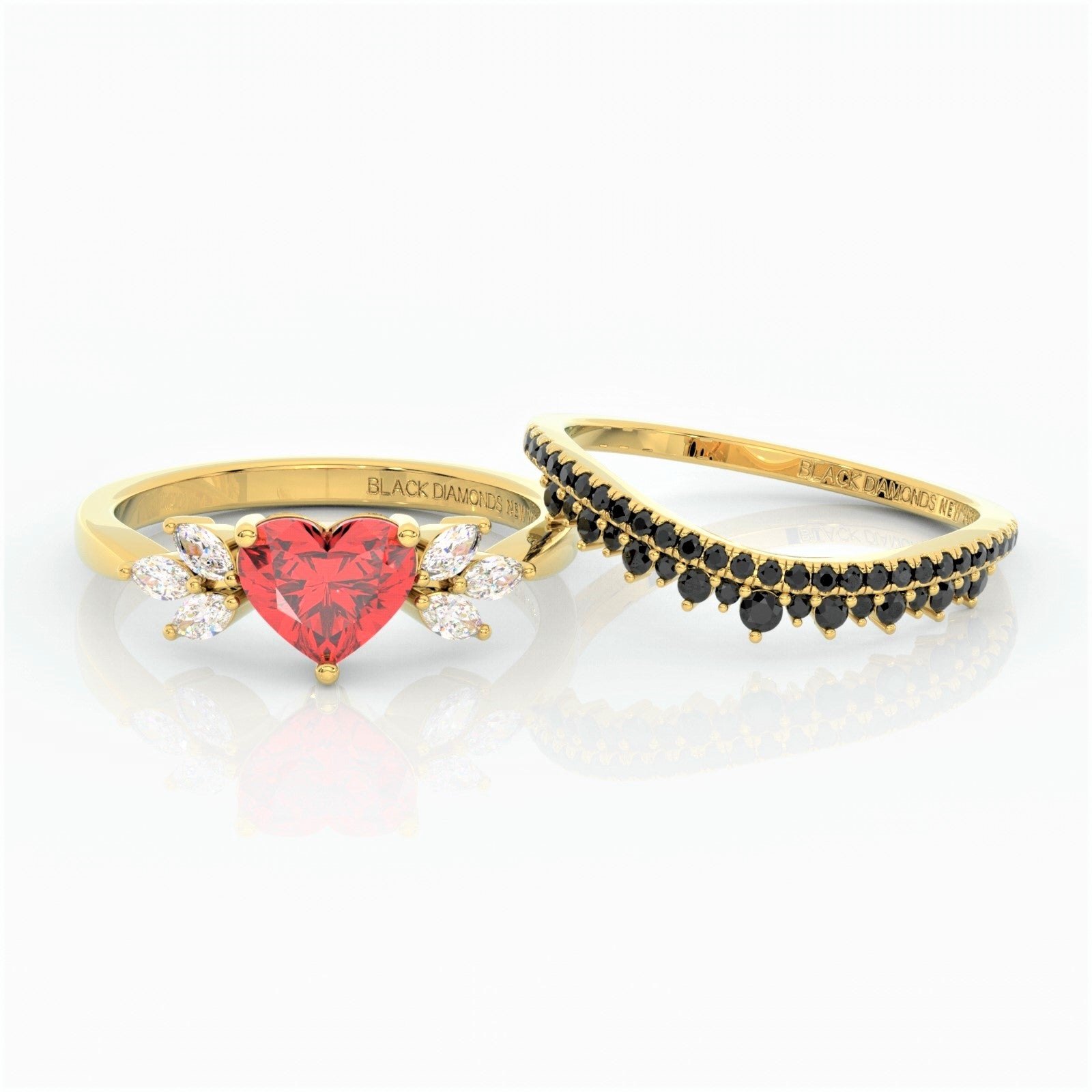 Forever In My Heart- 1.25ct Heart Cut Diamond Option Gothic Promise Ring-Black Diamonds New York