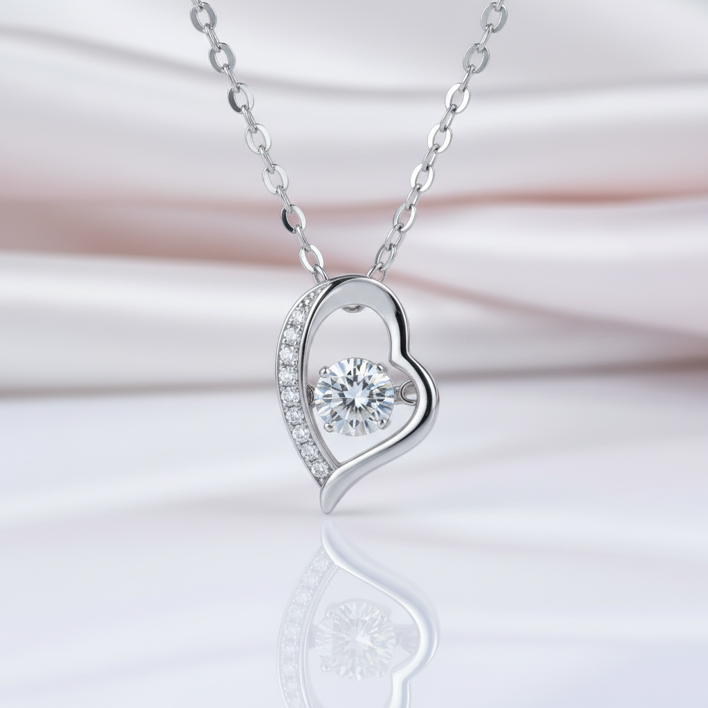 5.0mm D Color 0.5 Ct Diamond Option Heart Necklace-Black Diamonds New York