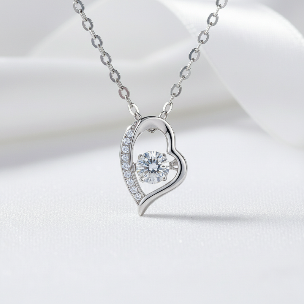 5.0mm D Color 0.5 Ct Diamond Heart Necklace-Black Diamonds New York