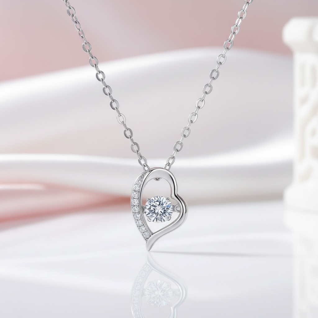 5.0mm D Color 0.5 Ct Diamond Heart Necklace-Black Diamonds New York