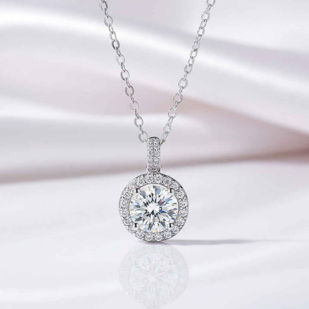 10ct Classic Round Bag Diamond Option Pendant Necklace-Black Diamonds New York