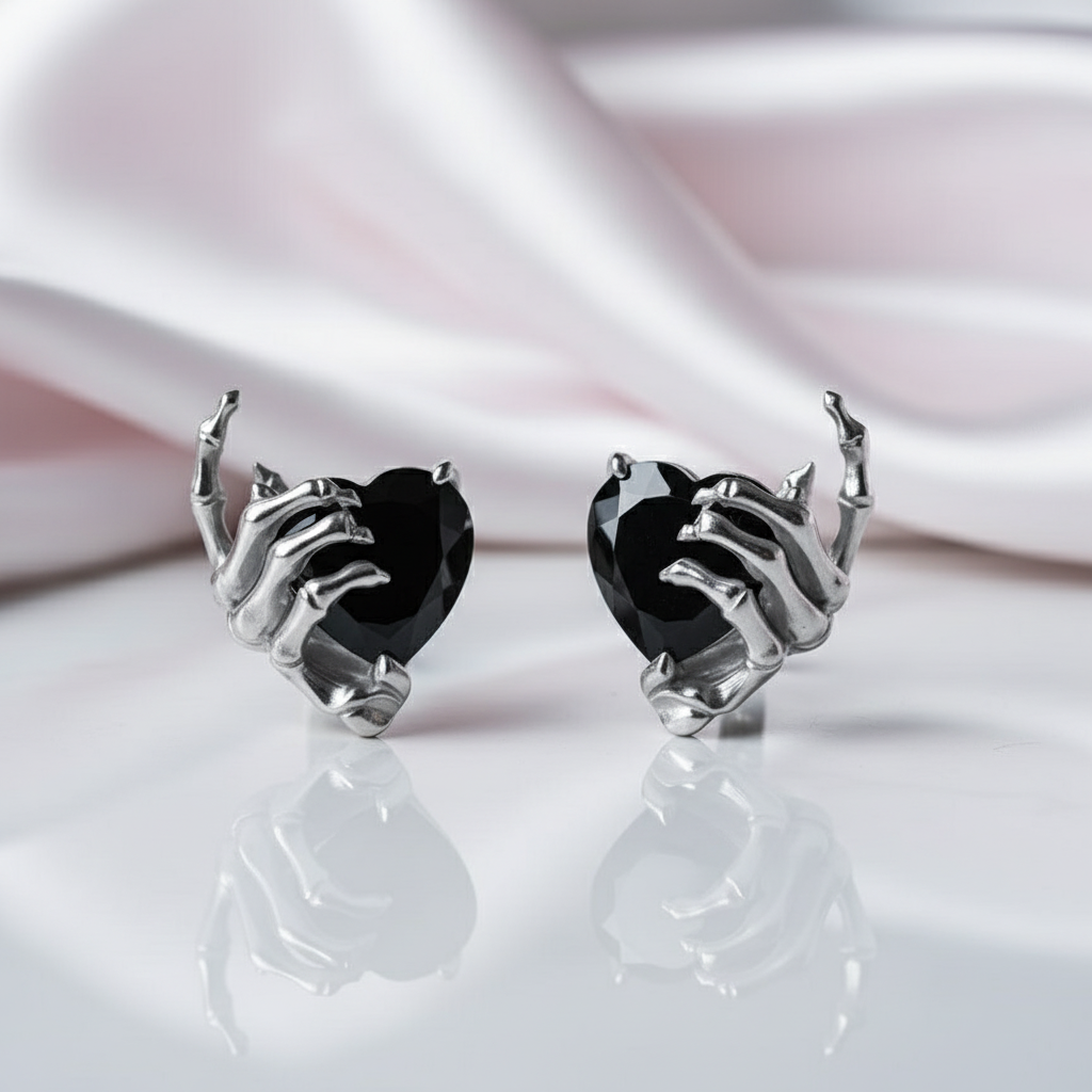 You’ve Got My Heart Forever Gothic Diamond Heart Earrings-Black Diamonds New York