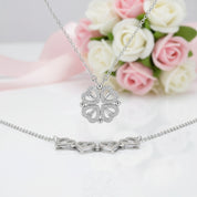 Four Leaf Clover Heart Change Necklace-Black Diamonds New York