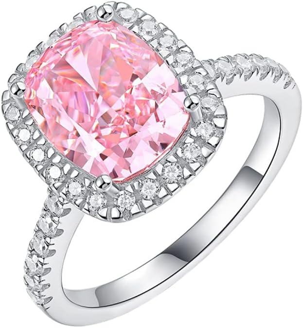 Gorgeous Halo Cushion Cut Pink Sapphire Engagement Ring
