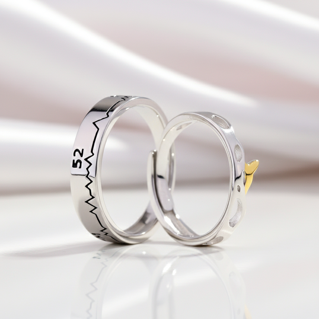 52 HZ Whale Couple Adjustable Ring-Black Diamonds New York