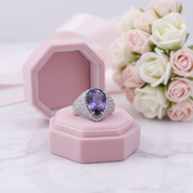 5.22Ct Lolite Blue Mystic Quartz Cocktail Ring-Black Diamonds New York
