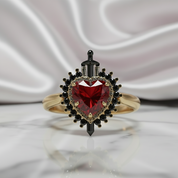Against All Odds- Heart Shape Diamond Gothic Engagement Ring-Black Diamonds New York