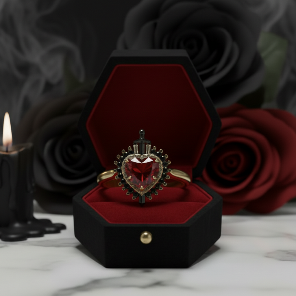 Against All Odds- Heart Shape Diamond Option Gothic Engagement Ring-Black Diamonds New York
