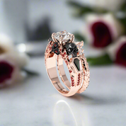 Eternal Flame- Round Cut Diamond Coffin Wedding Ring Set-Black Diamonds New York