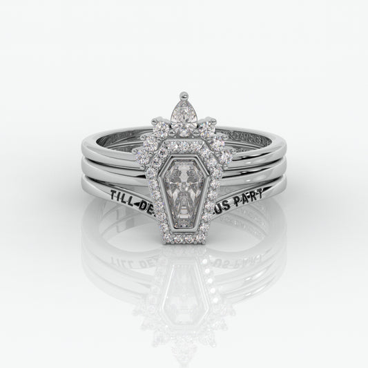 Flash Sale - Until Death Rings- Limited Coffin Shape Moissanite Wedding Rings