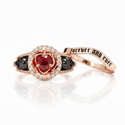Forever And Ever Wedding Rings- 14k Rose Gold with Skulls-Black Diamonds New York