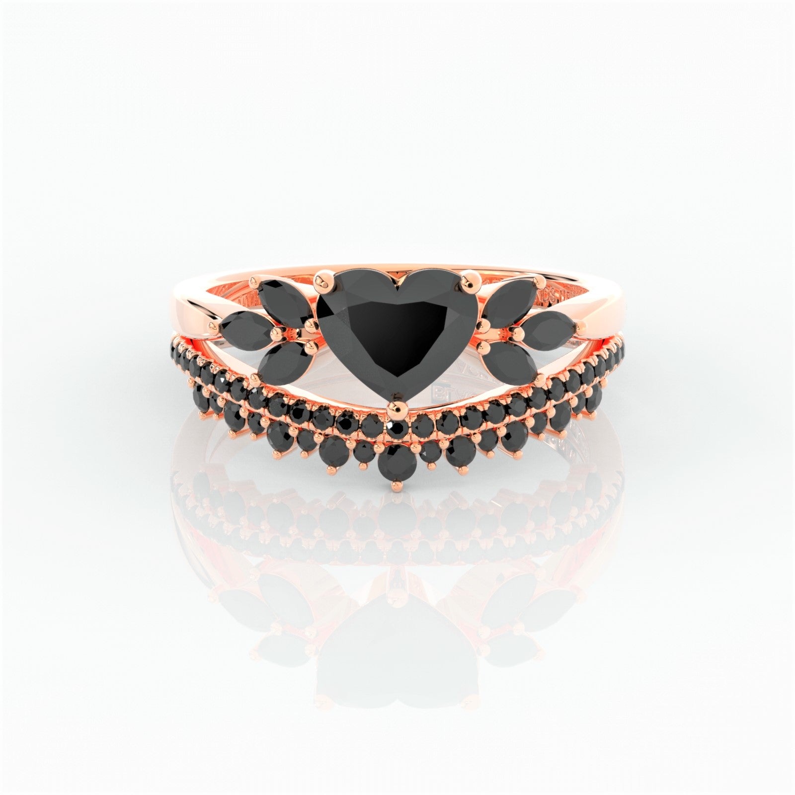 Forever In My Heart- 1.25ct Heart Cut Diamond Option Gothic Promise Ring-Black Diamonds New York