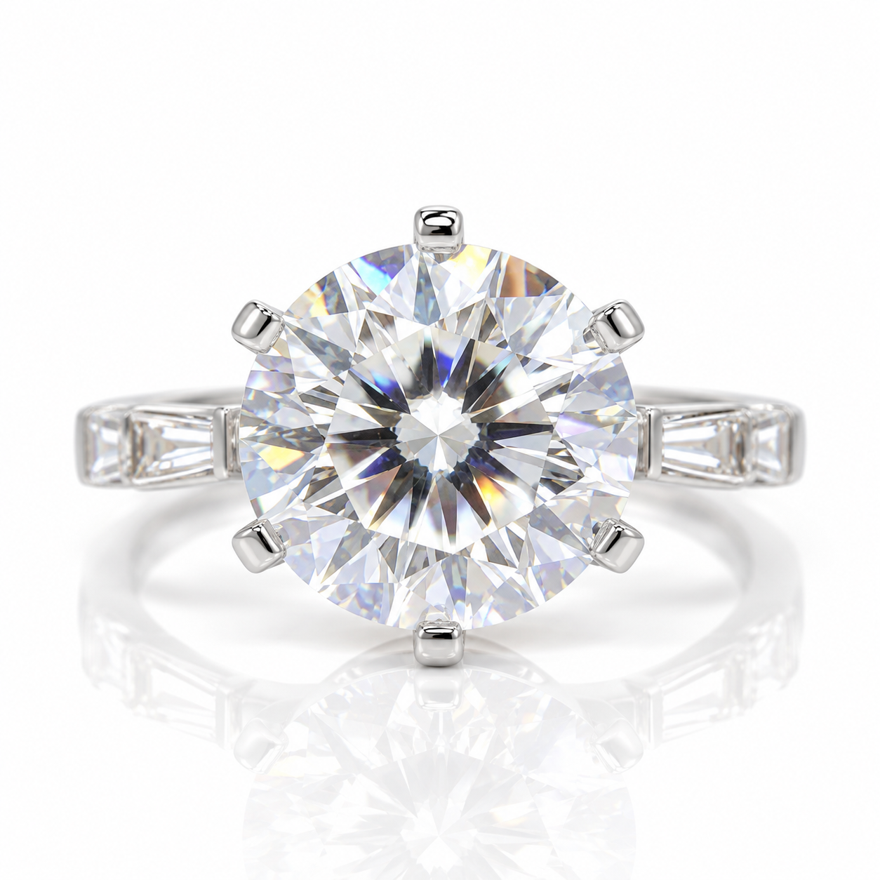 5 Carat Round Cut Crackling Diamond Option Engagement Ring-Black Diamonds New York