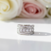 5 Pieces Stackable Ring Band Set-Black Diamonds New York