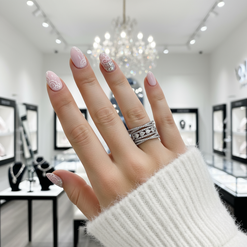 5 Pieces Stackable Ring Band Set-Black Diamonds New York