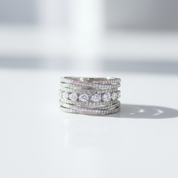 5 Pieces Stackable Ring Band Set-Black Diamonds New York