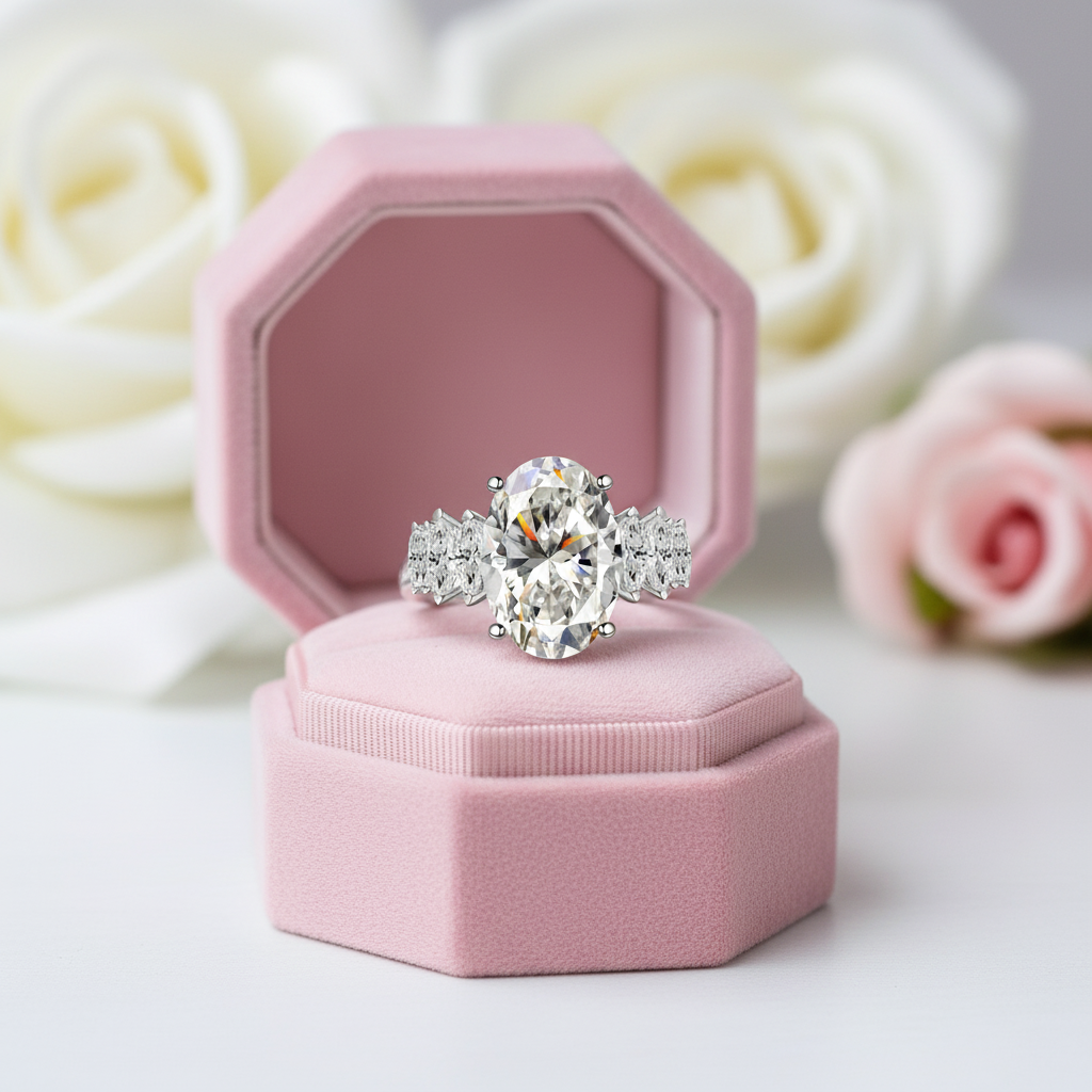 5ct Luxury Oval Cut Diamond Engagement Ring-Black Diamonds New York