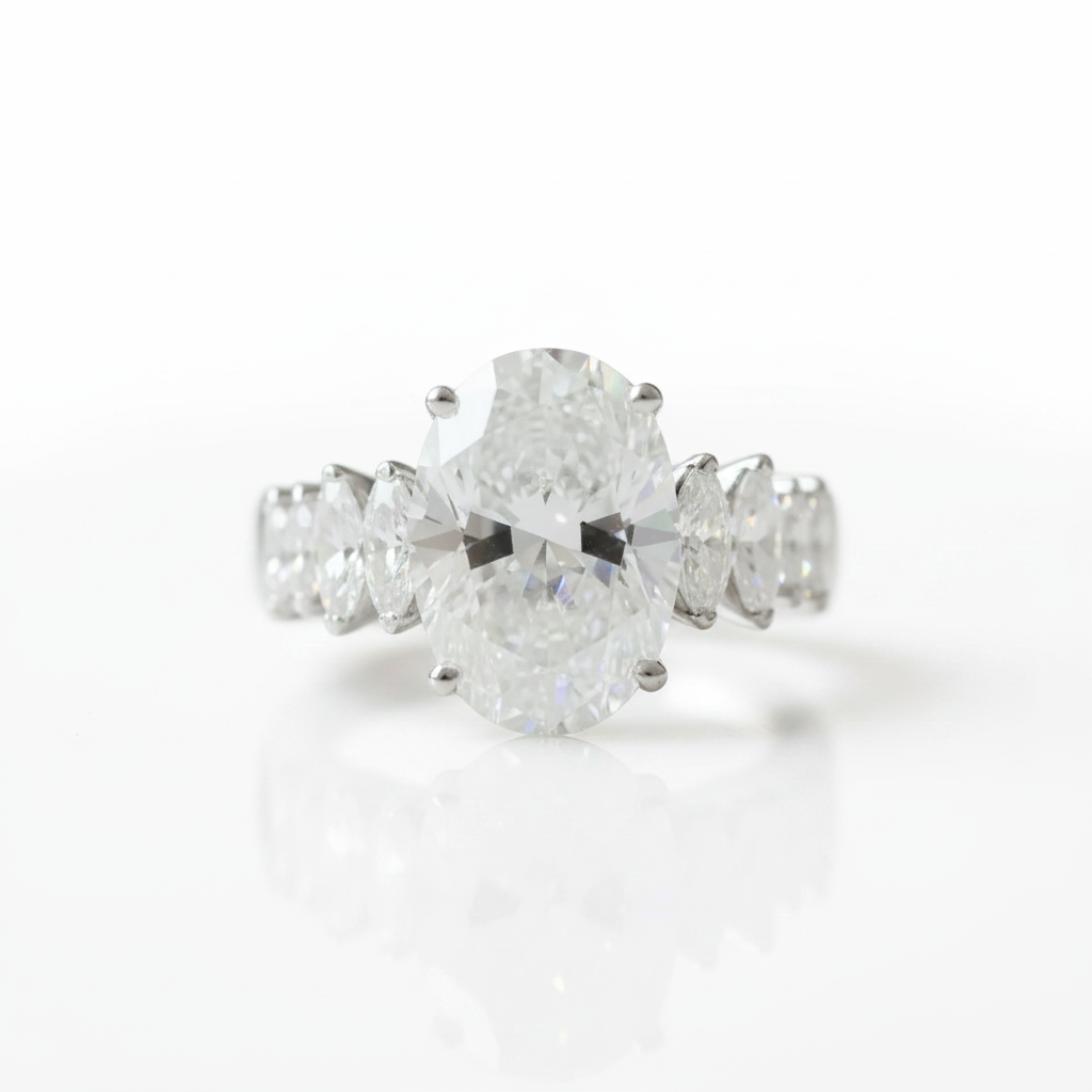 5ct Luxury Oval Cut Diamond Option Engagement Ring-Black Diamonds New York