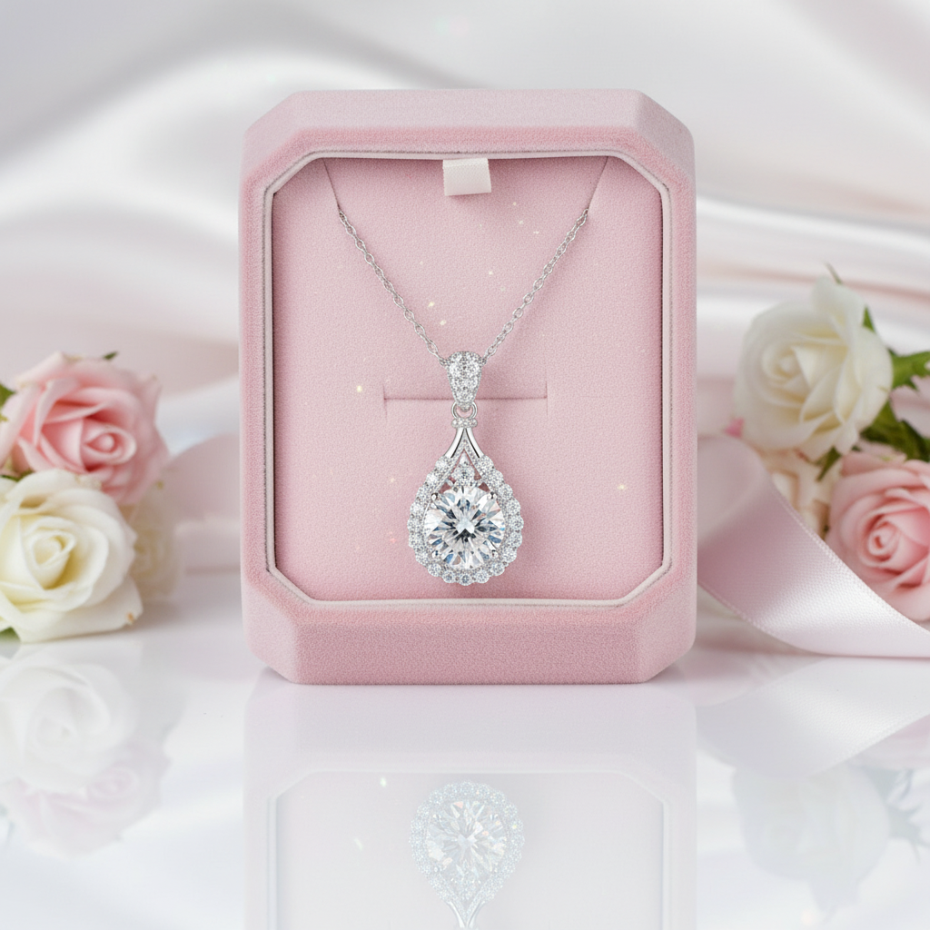 5ct Diamond Option Water Drop Pendant Necklace-Black Diamonds New York