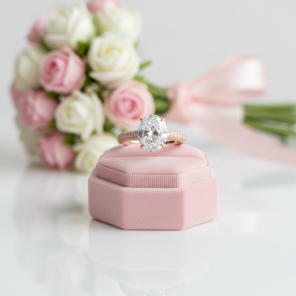 5ct Oval-Cut Diamond Option Solitaire 10k Rose Gold Ring-Black Diamonds New York