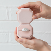 5ct Pink Sapphire Asscher Cut Three Stone Engagement Ring-Black Diamonds New York