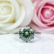 5ct Round Cut Green Diamond Engagement Ring-Black Diamonds New York