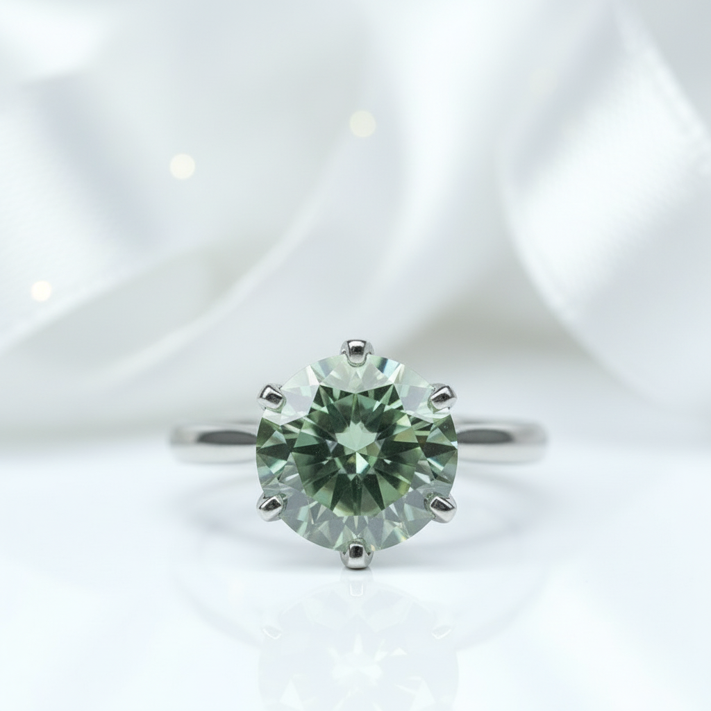 5ct Round Cut Green Diamond Engagement Ring-Black Diamonds New York