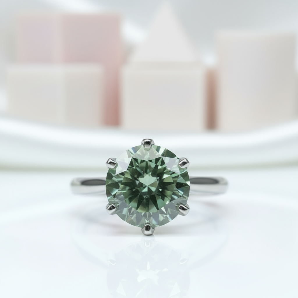 5ct Round Cut Green Diamond Engagement Ring-Black Diamonds New York