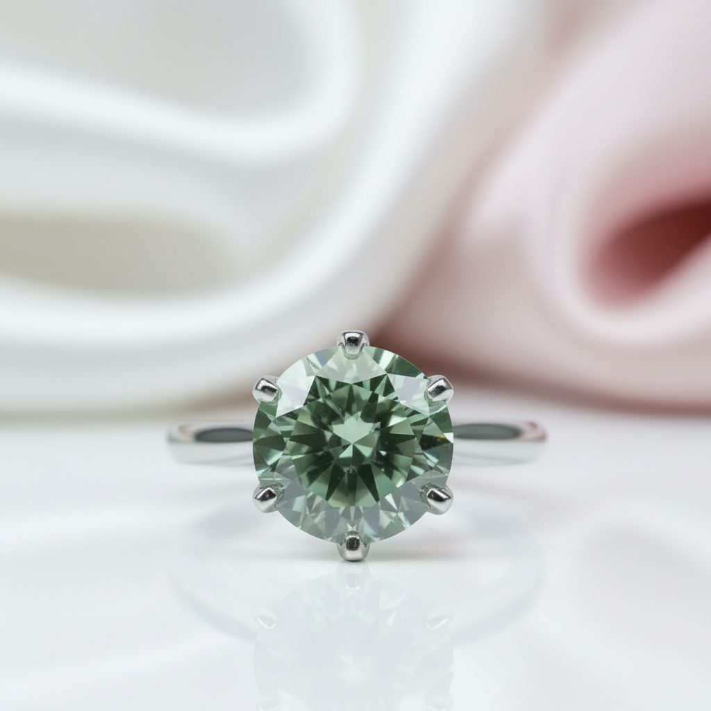 5ct Round Cut Green Diamond Option Engagement Ring-Black Diamonds New York