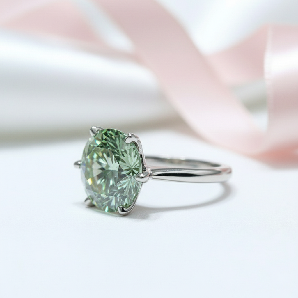 5ct Round Cut Green Diamond Engagement Ring-Black Diamonds New York