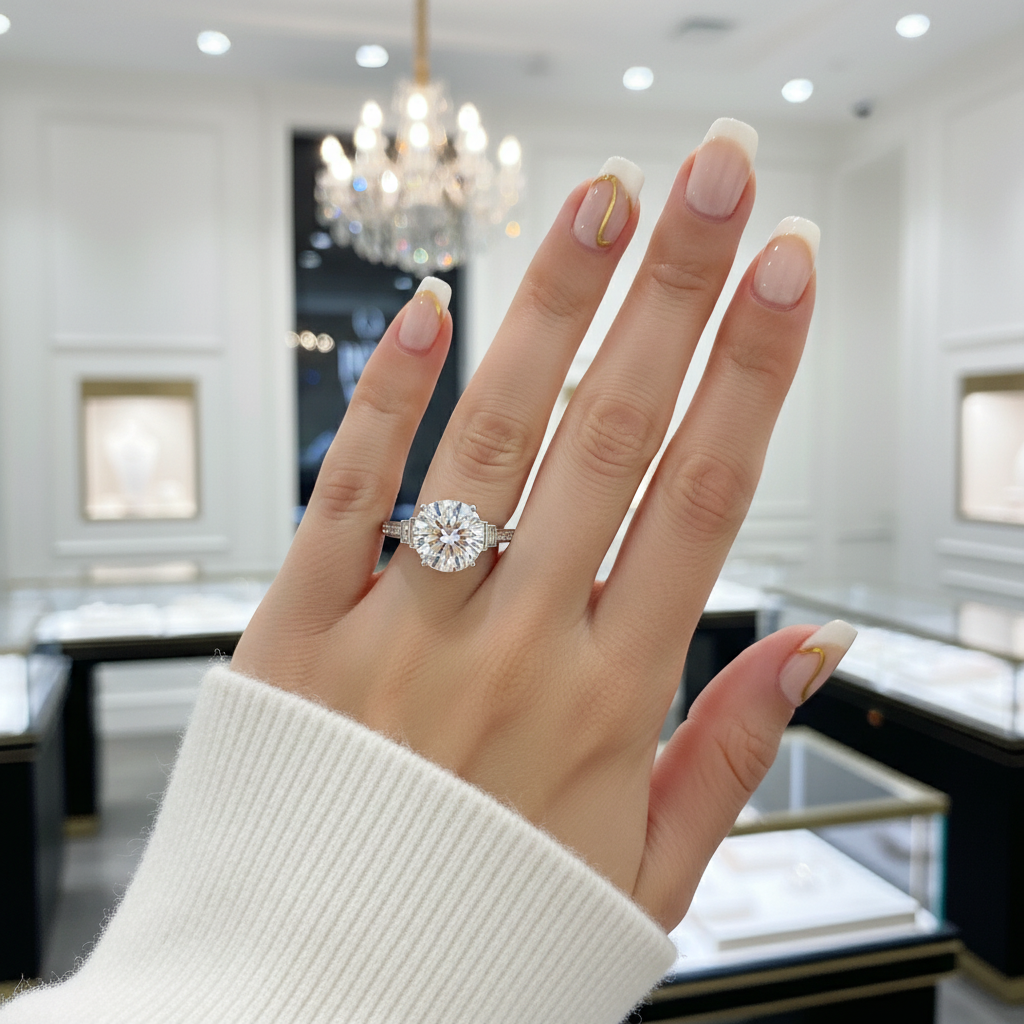 5.0 Ct Round Cut Diamond Option Engagement Ring-Black Diamonds New York